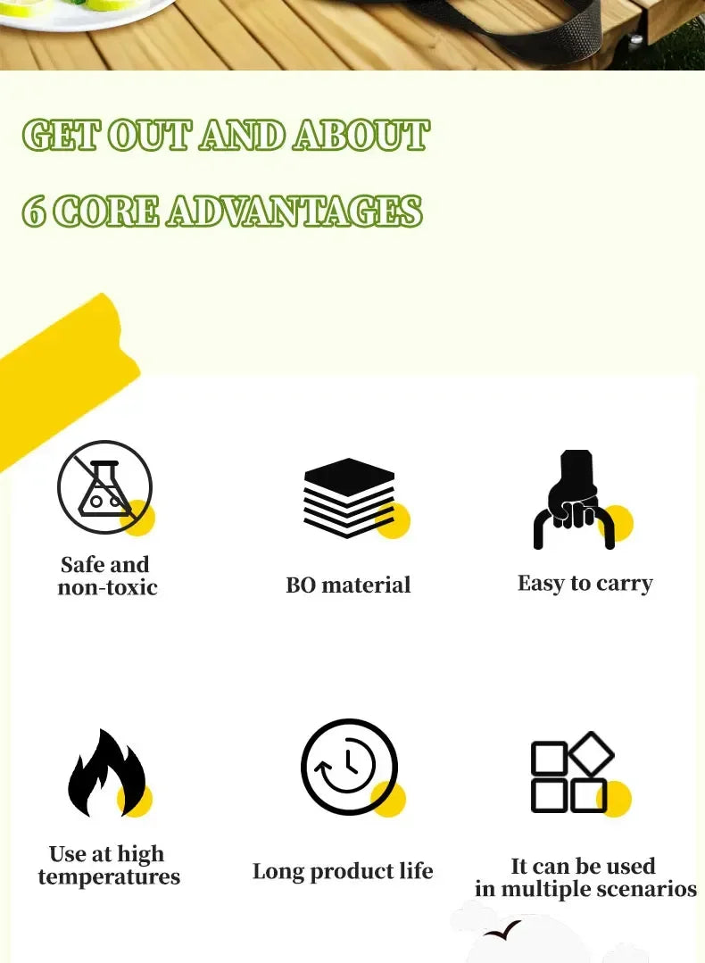Portable outdoor utensils set of 10 pieces outdoor barbecue camping kitchen kitchenware for backpack BBQ titanium camping